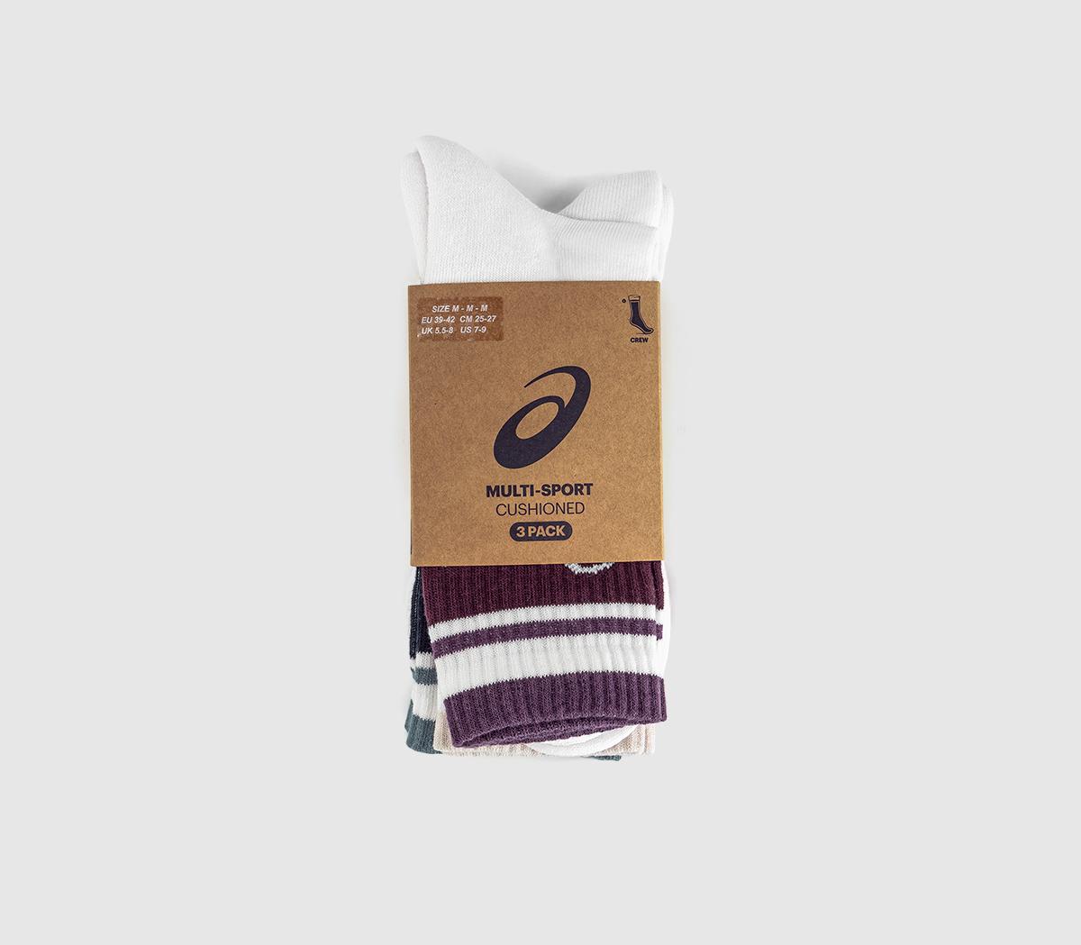 ASICS3pk Crew SocksDark Aubergine Bubblegum Midnight