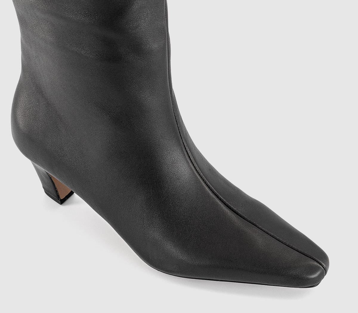 OFFICEKensington Curve Heel Knee High BootsBlack Leather