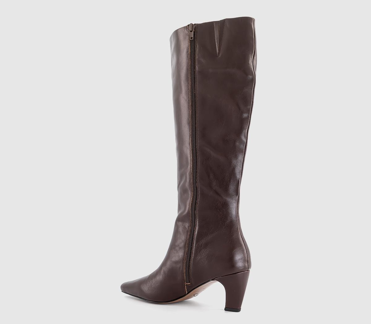 OFFICEKensington Curve Heel Knee High BootsBrown Leather