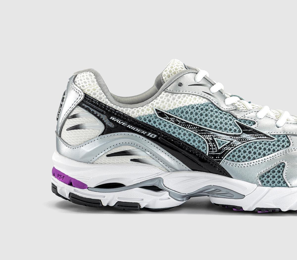 Mizuno Wave Rider 10 Trainers Snow White Black Slate - Men's Trainers