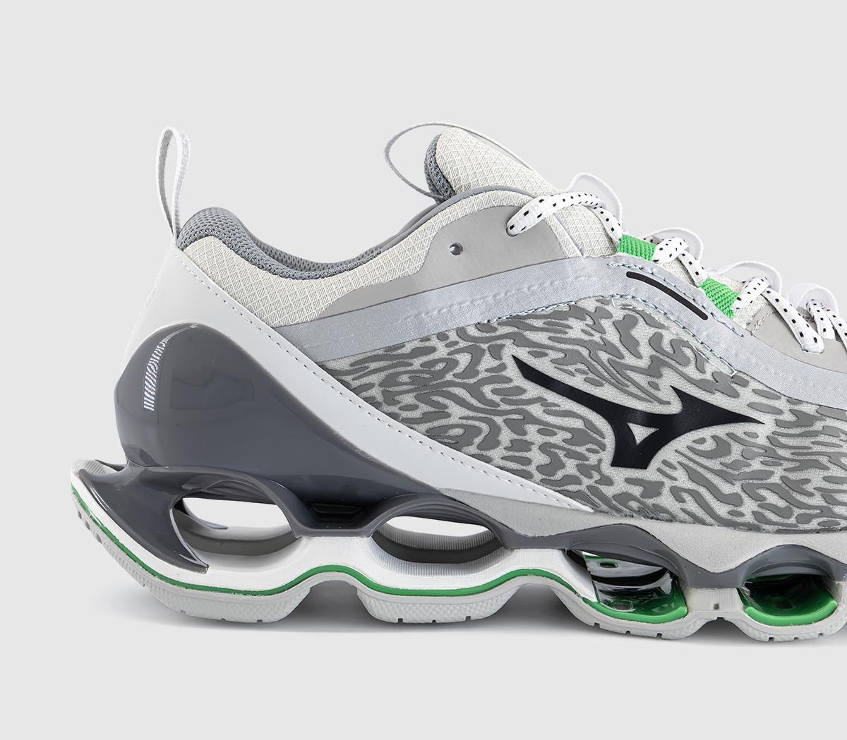 Mizuno Wave Prophecy 13.2 Trainers Harbor Mist Black Vibrant Green