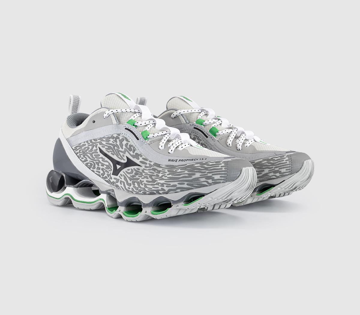 Mizuno Wave Prophecy 13.2 Trainers Harbor Mist Black Vibrant Green