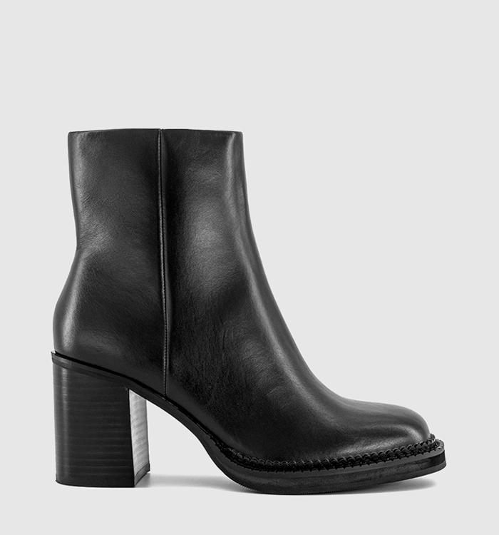 OFFICE Apollo Heeled Platform Ankle Boots Black Leather