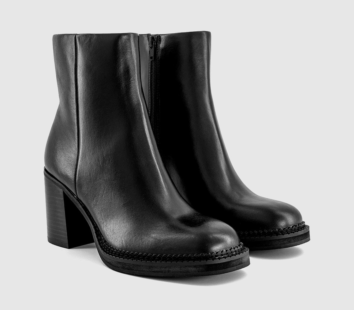 OFFICEApollo Heeled Platform Ankle BootsBlack Leather