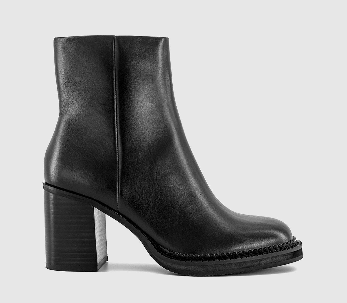 OFFICEApollo Heeled Platform Ankle BootsBlack Leather