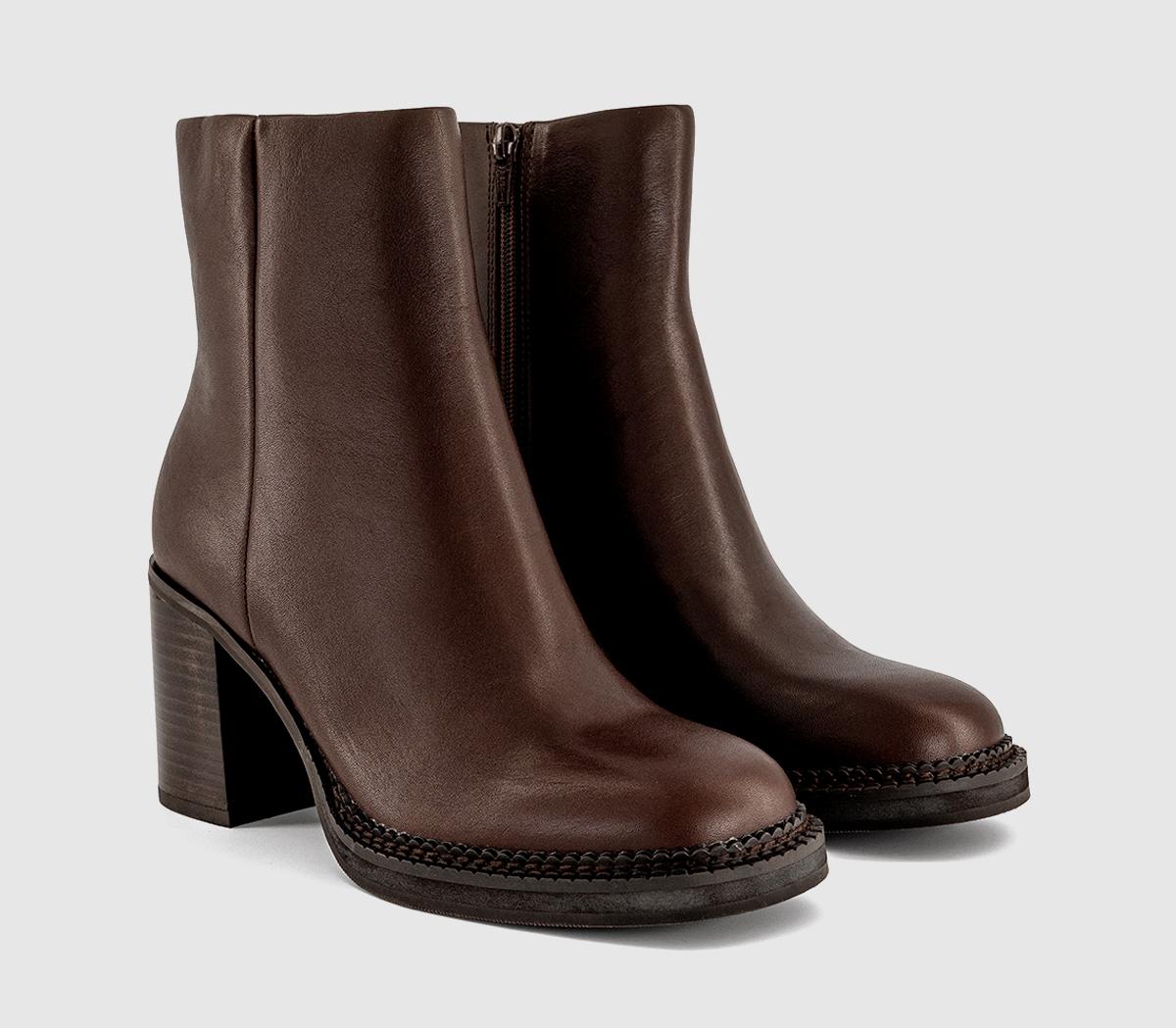 OFFICEApollo Heeled Platform Ankle BootsBrown Leather