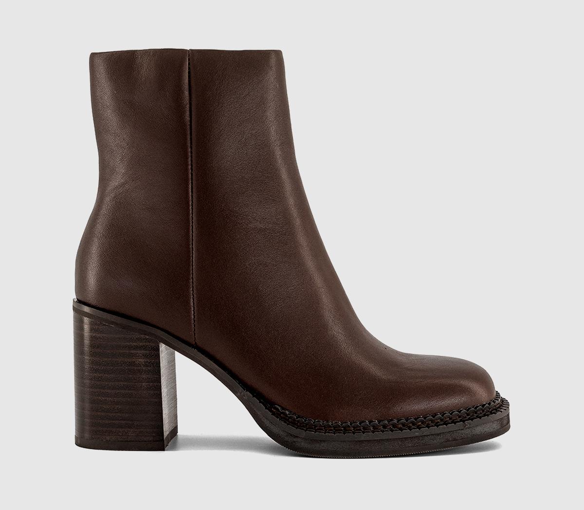 OFFICEApollo Heeled Platform Ankle BootsBrown Leather