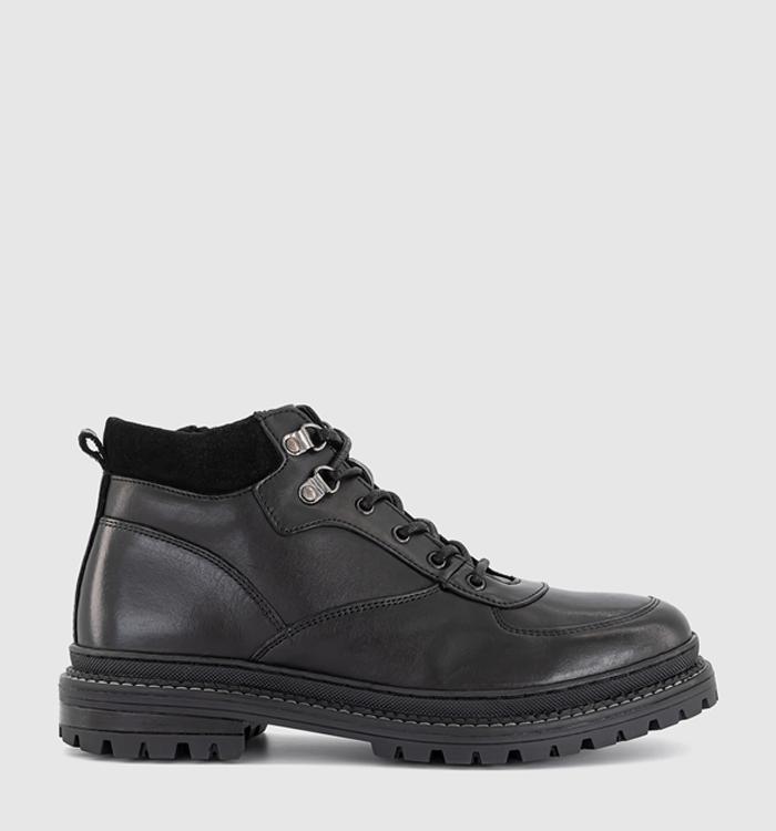 OFFICE Billy Chunky Hiker Boots Black Leather