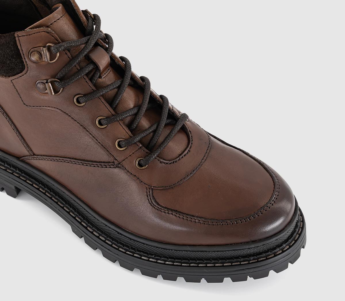 OFFICEBilly Chunky Hiker BootsBrown Leather