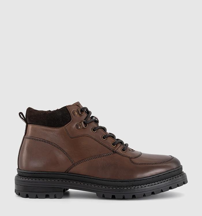 OFFICE Billy Chunky Hiker Boots Brown Leather