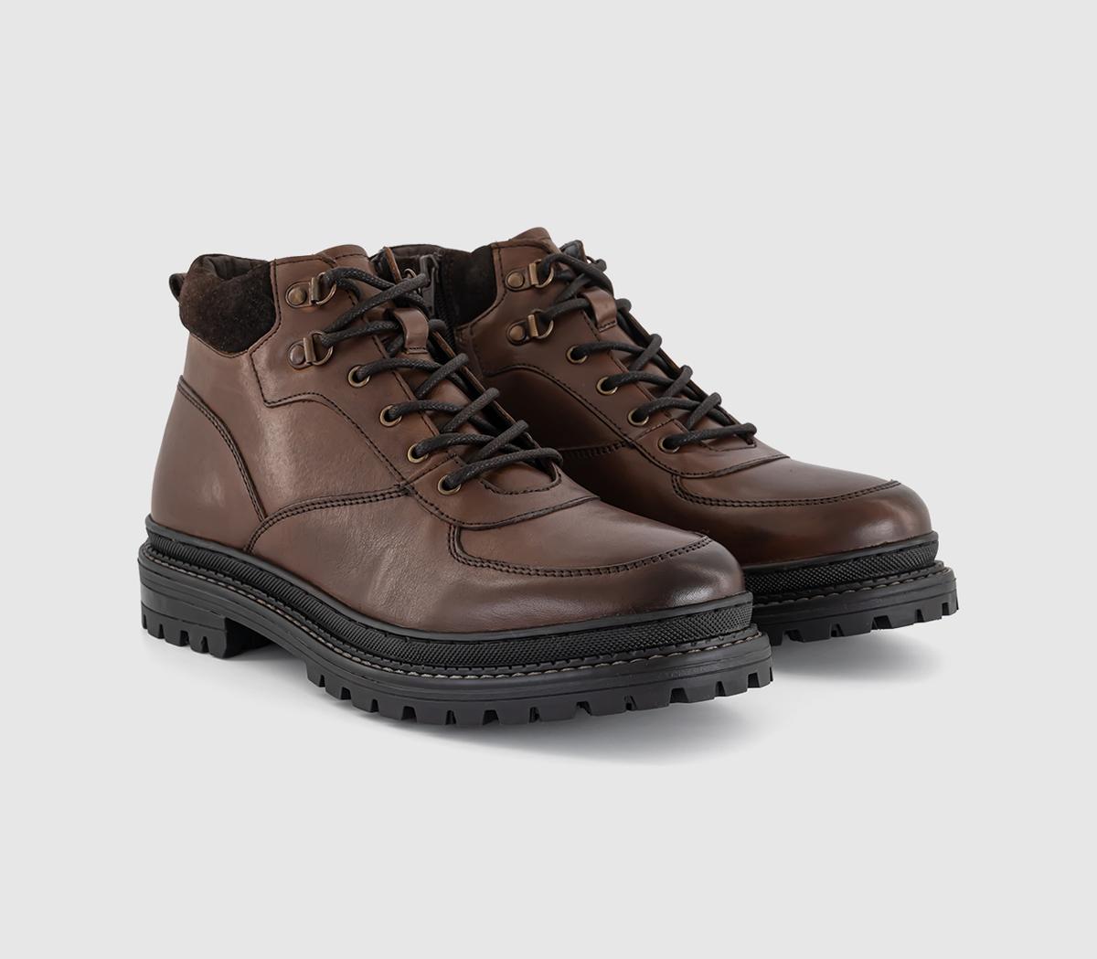 OFFICEBilly Chunky Hiker BootsBrown Leather