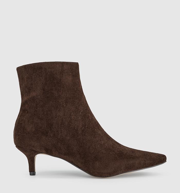 OFFICE Amelie Kitten Heel Ankle Boots Brown