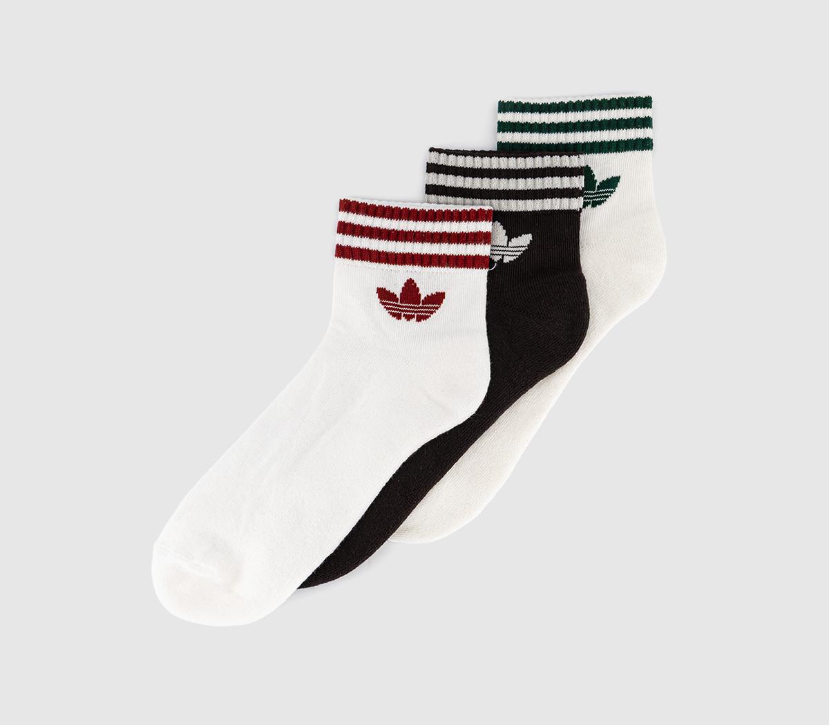 adidasAnkle Socks 3 PairsOff White Coffee Green Red