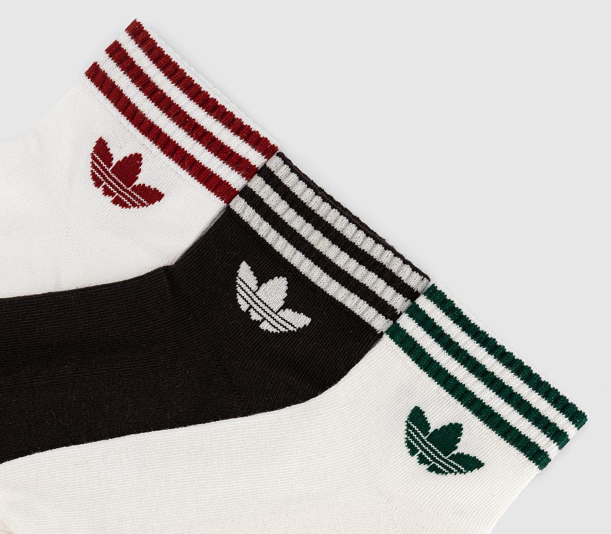 adidasAnkle Socks 3 PairsOff White Coffee Green Red