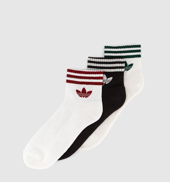 adidas Ankle Socks 3 Pairs Off White Coffee Green Red