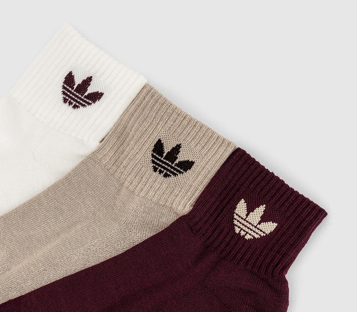 adidasAnkle Socks 3 PairsWhite Stone Maroon