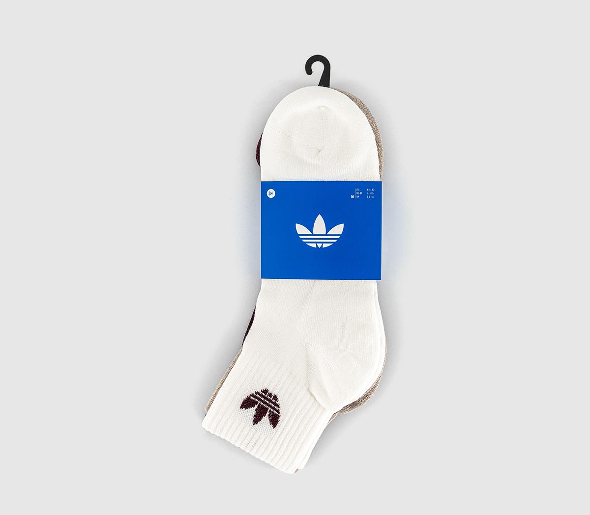 adidasAnkle Socks 3 PairsWhite Stone Maroon