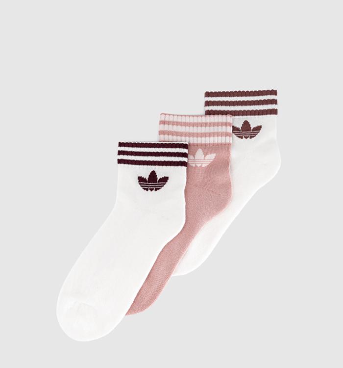 adidas Ankle Sock 3 Pairs White Wonder Mauve White