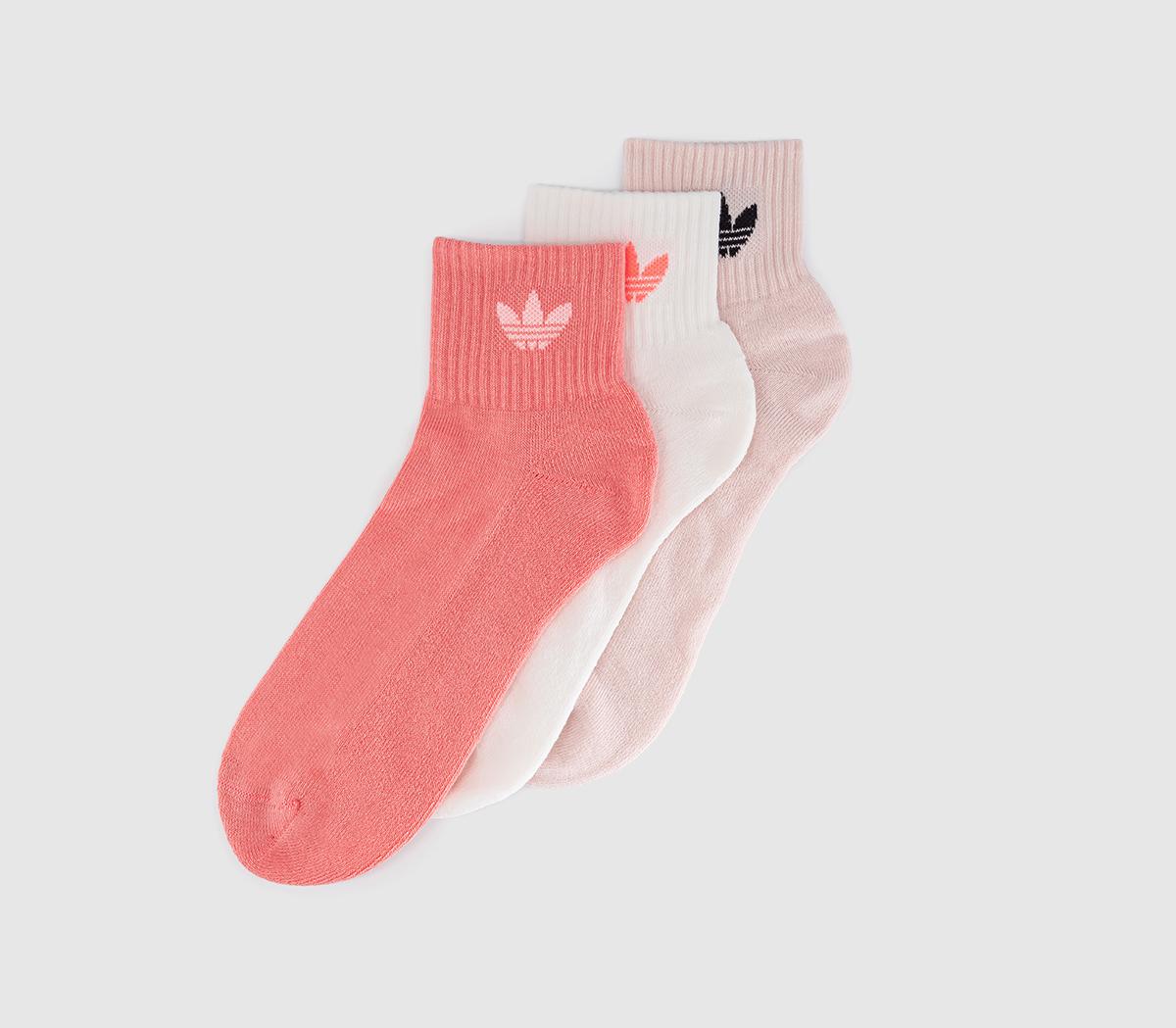 adidasAnkle Socks 3 PairsAcid Red White Sandy Pink