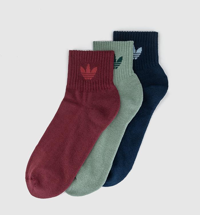 adidas Ankle Socks 3 Pairs Shadow Red Silver Green Indigo