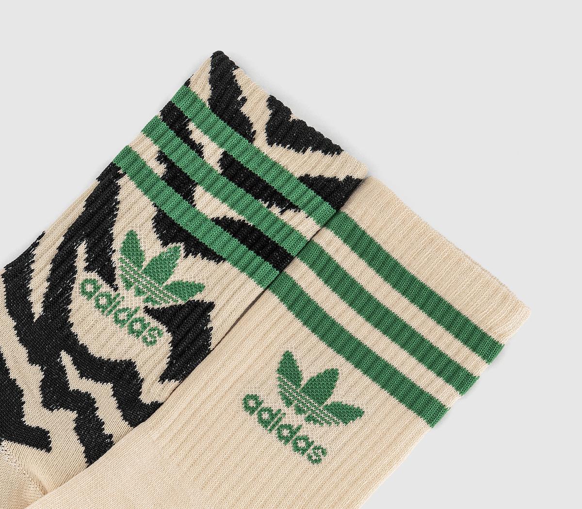 adidasCrew Socks 2 PairsCrystal Sand Black Zebra Print