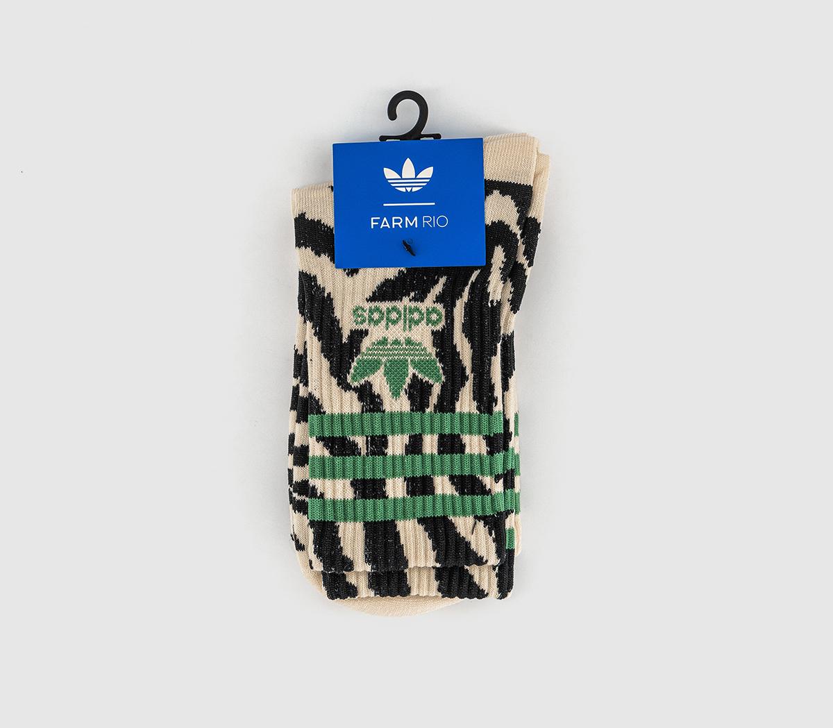 adidasCrew Socks 2 PairsCrystal Sand Black Zebra Print