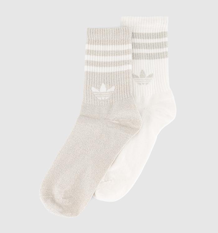 adidas Crew Socks 2 Pairs Gold White Glitter