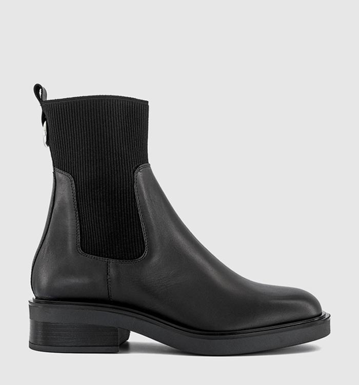 OFFICE Aero Ribbed Chelsea Ankle Boots Black Leather