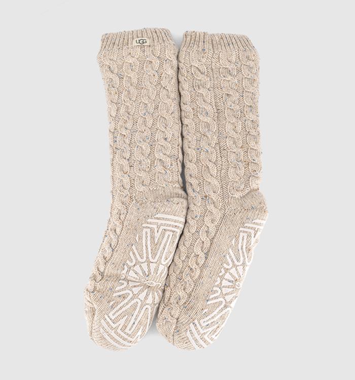 UGG Elowyn Cable Knit Fleece Lined Socks Cream Confetti
