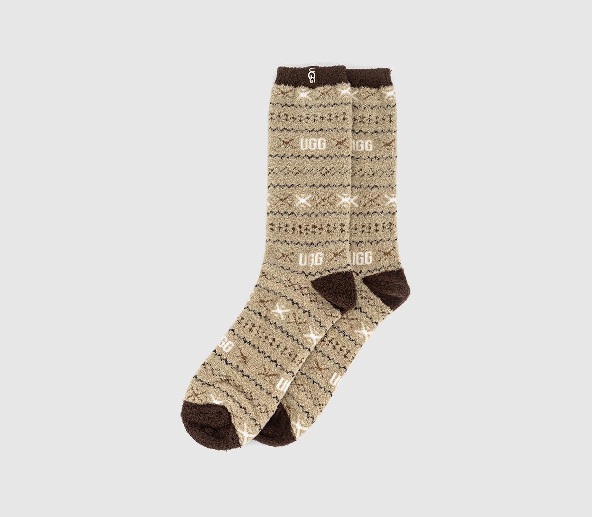 UGG Leslie Graphic Crew Socks Cola Multi Uggisle - UGG Socks