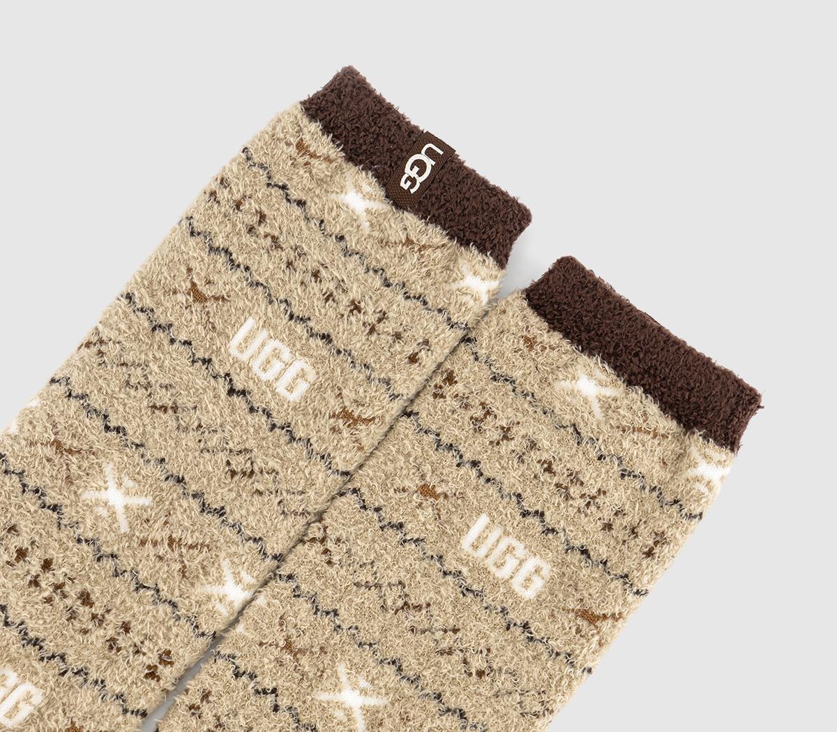 UGG Leslie Graphic Crew Socks Cola Multi Uggisle - UGG Socks