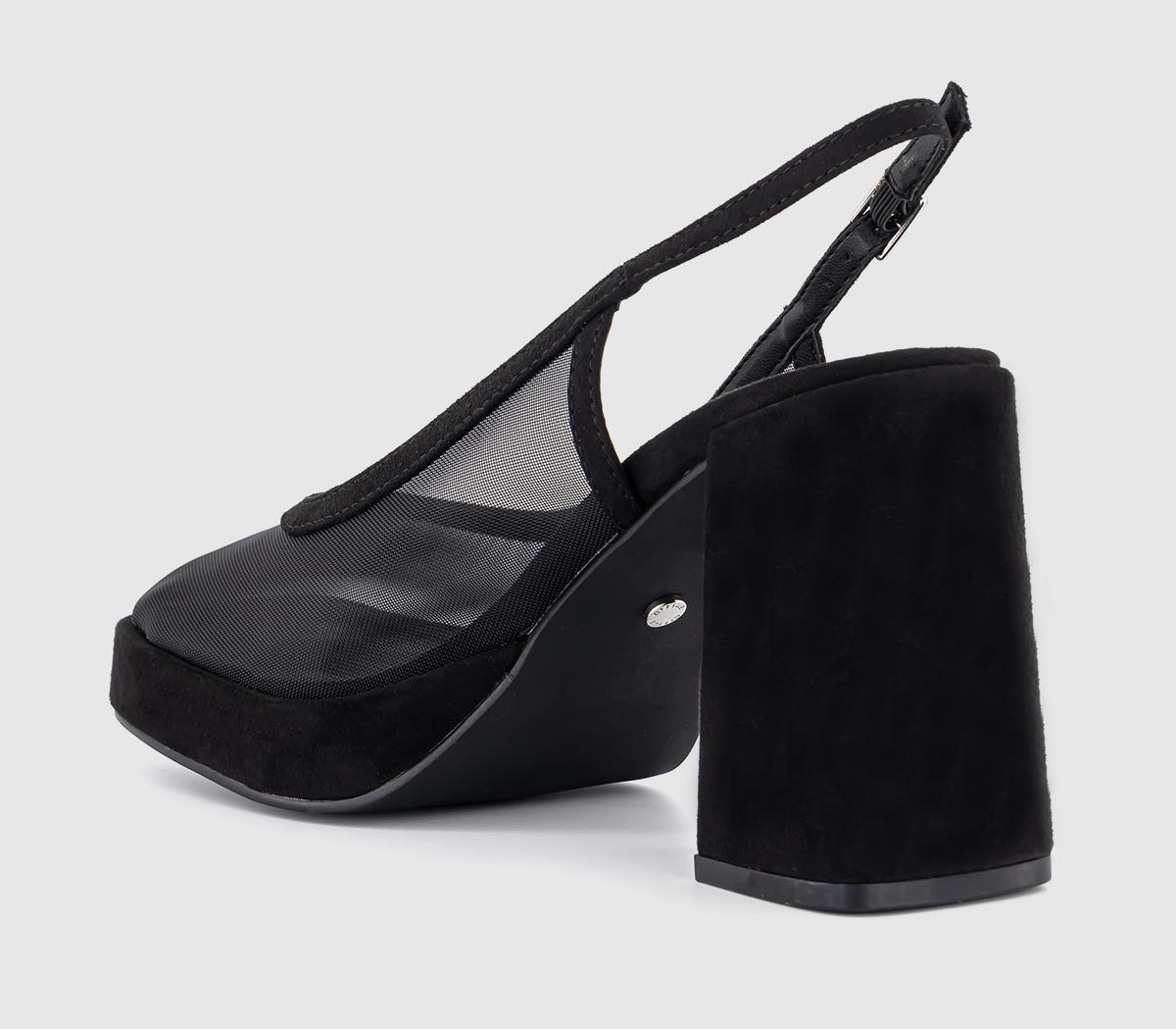 OFFICEHonest Mesh Platform Slingback HeelsBlack Mesh