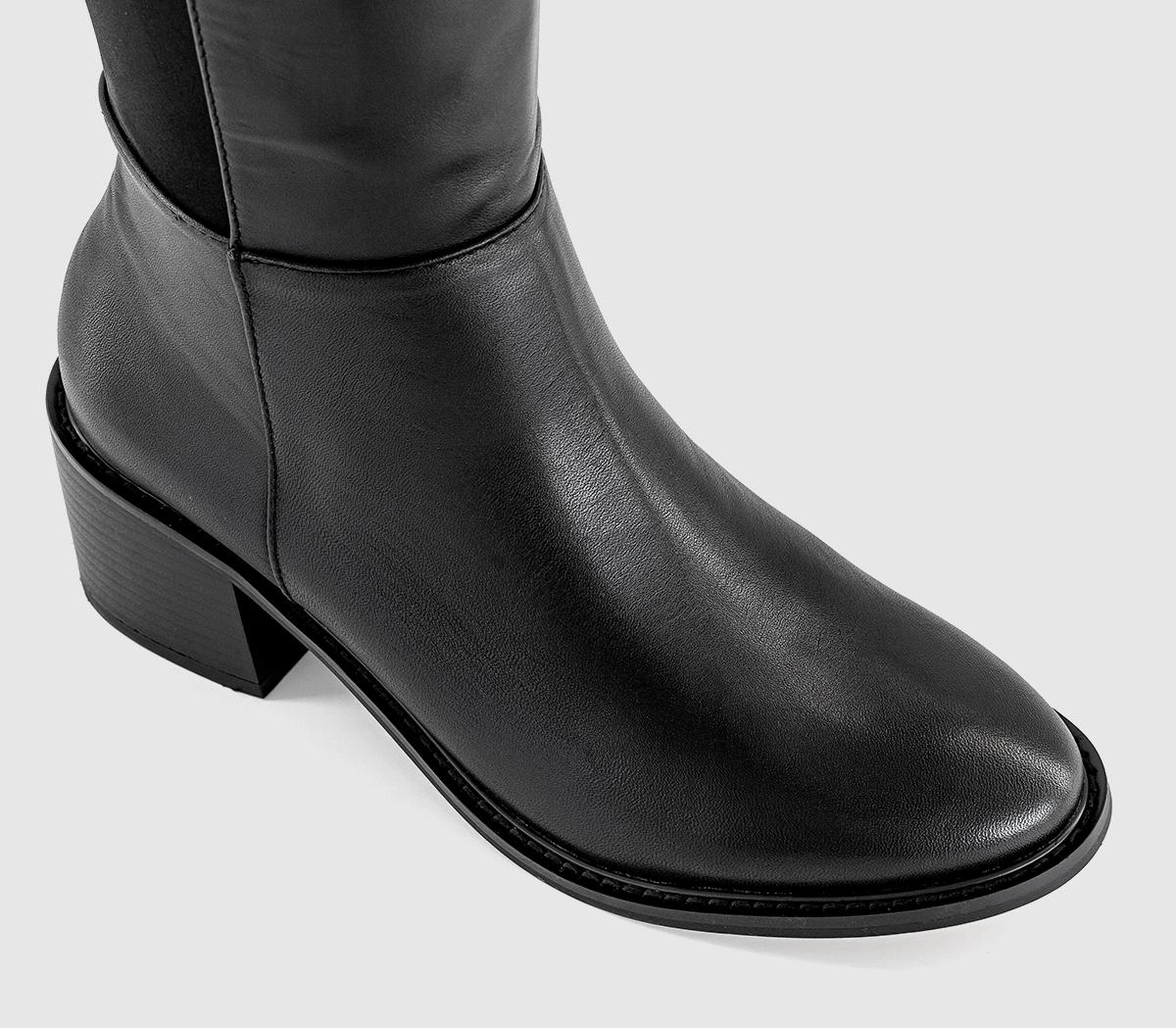 OFFICEKrystal Stretch Knee BootsBlack Leather