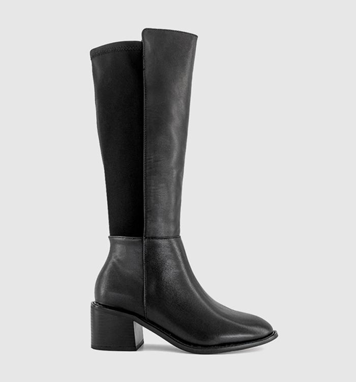 OFFICE Krystal Stretch Knee Boots Black Leather