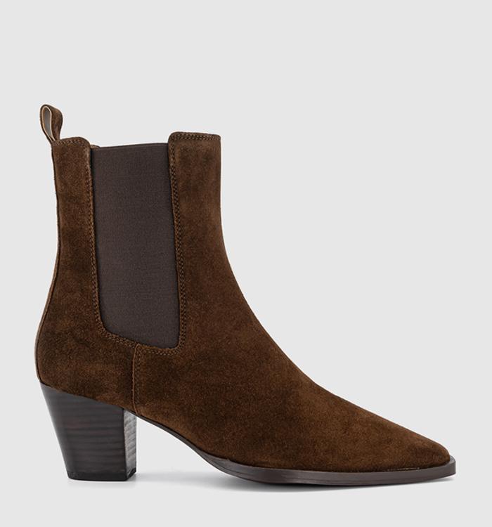 OFFICE Aries Western Chelsea Ankle Boots Brown Suede