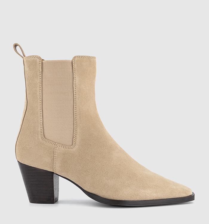 OFFICE Aries Western Chelsea Ankle Boots Beige Suede