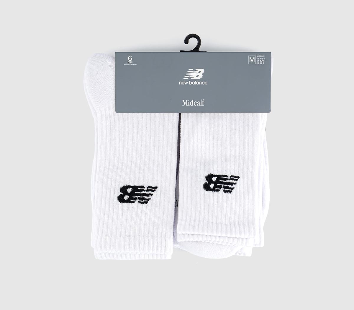New Balance SocksEveryday Midcalf 6 Pairs SocksWhite