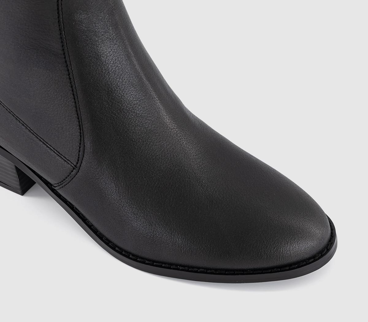 OFFICEAcquire Leather Unlined Block Heel Ankle BootsBlack Leather