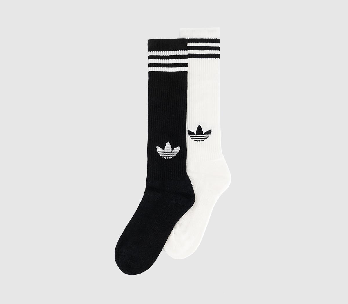 adidas3 Stripe Knee Sock 2 PairsWhite Black