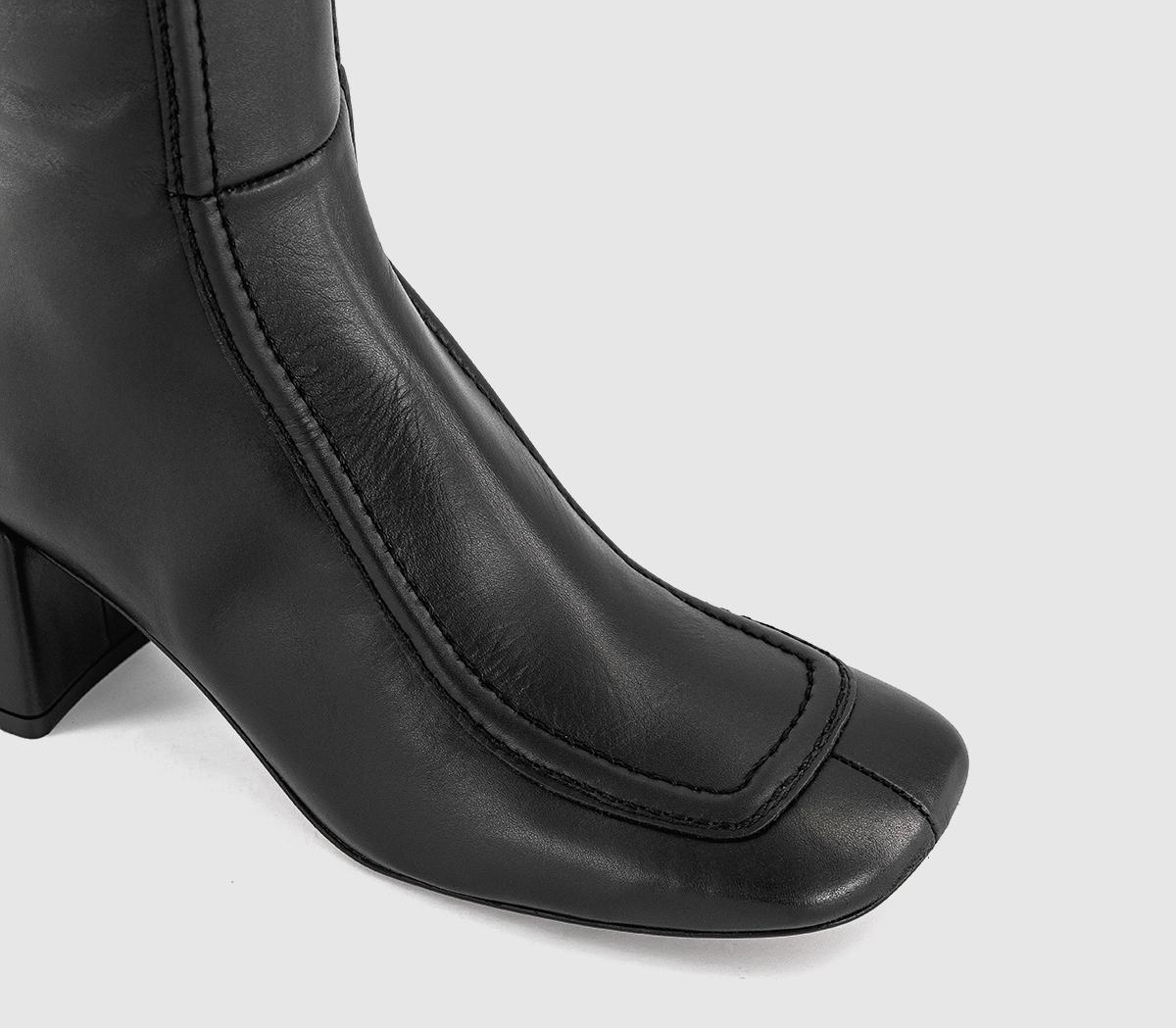 OFFICEKiri Apron Seam Detail Knee High BootsBlack Leather
