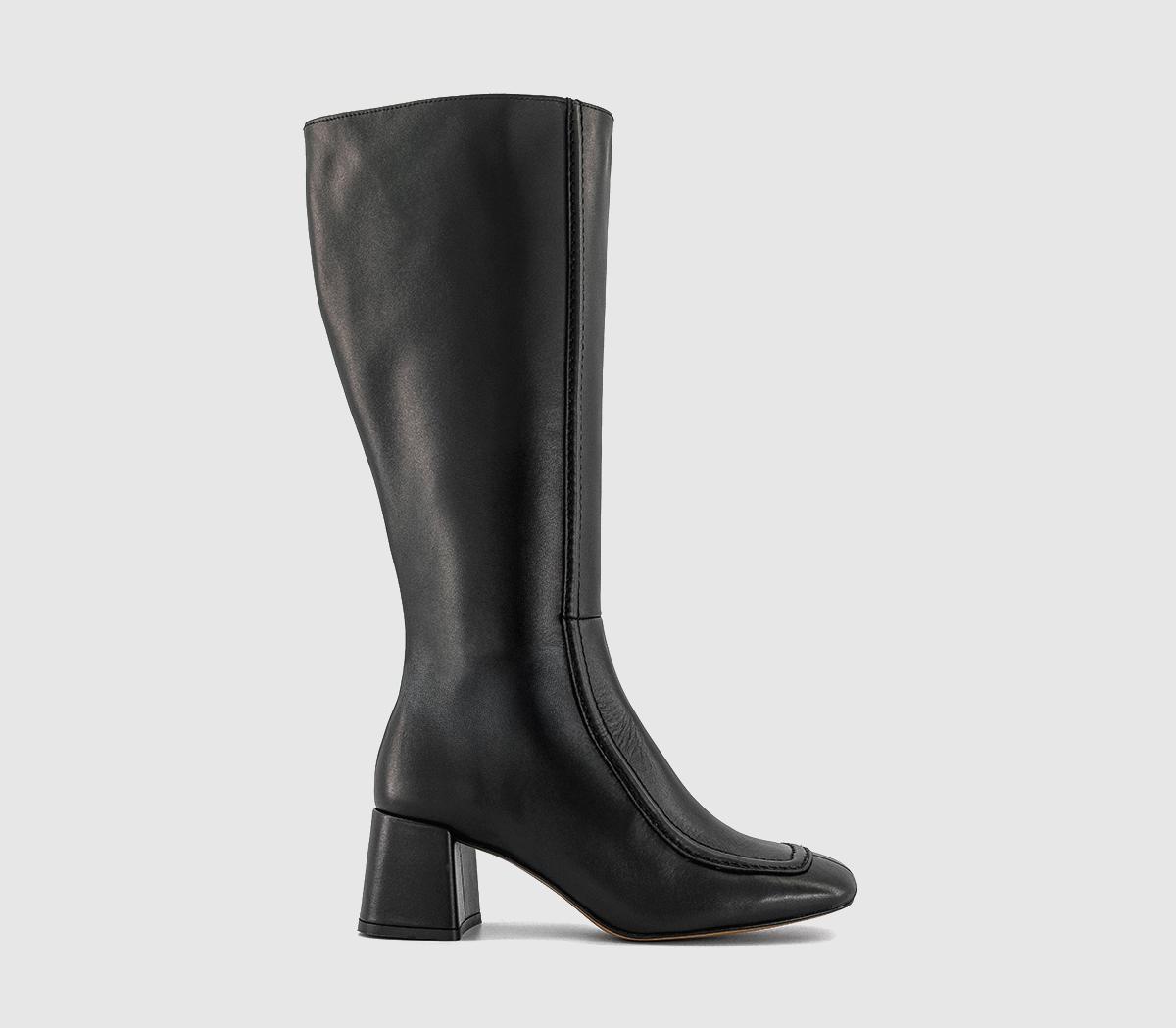 OFFICEKiri Apron Seam Detail Knee High BootsBlack Leather