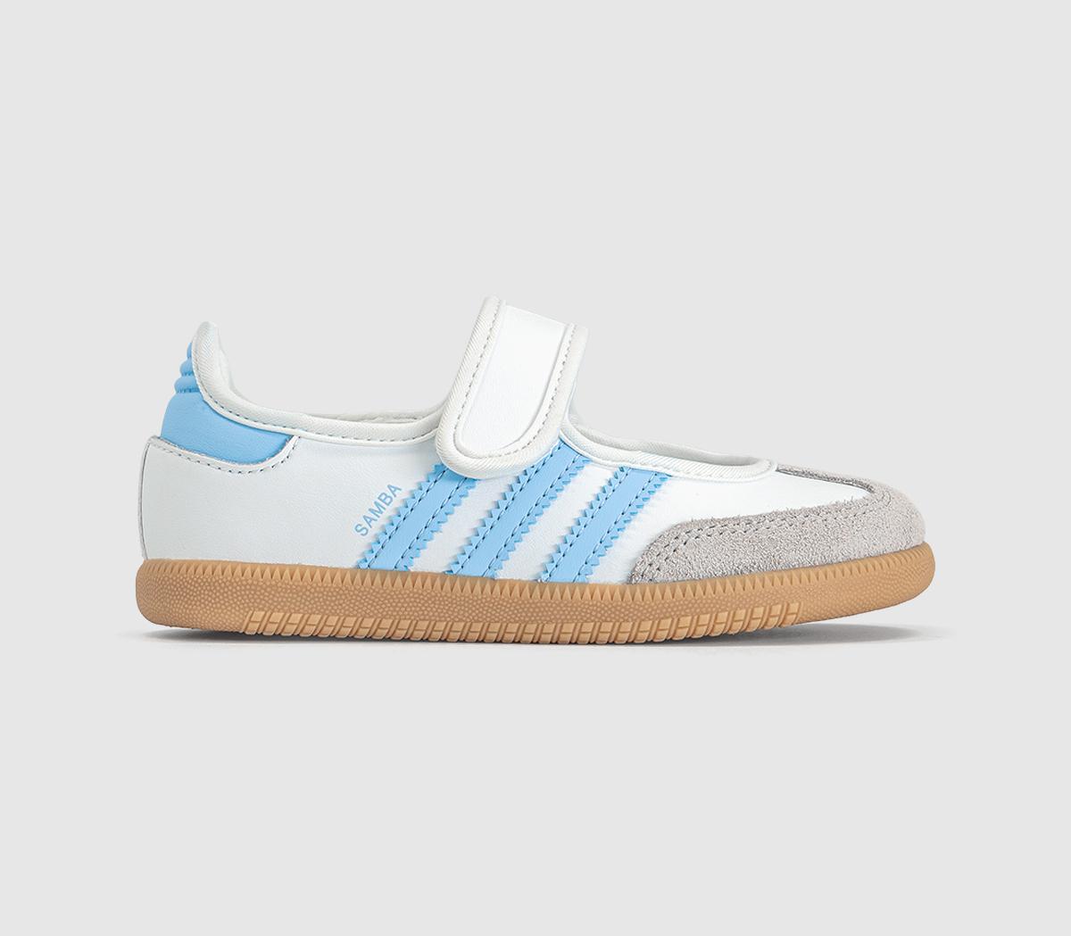 Adidas Samba Jane  Trainers Clear Sky Gum White in Kids  Size 9, Office Shoes