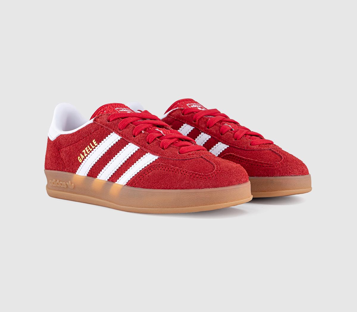 adidasGazelle Indoor Kids TrainersScarlet White Gum