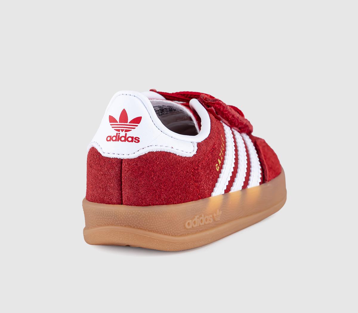 adidasGazelle Indoor Infant TrainersScarlet White Gum