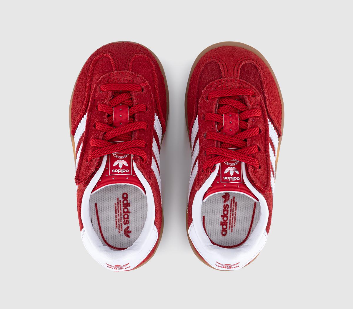 adidasGazelle Indoor Infant TrainersScarlet White Gum