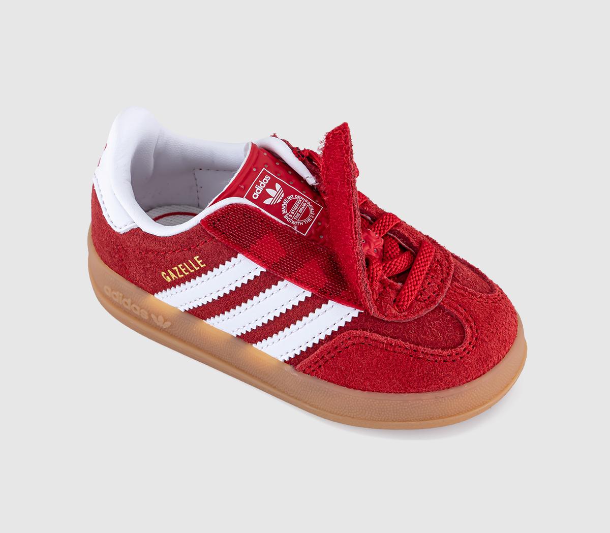 adidasGazelle Indoor Infant TrainersScarlet White Gum