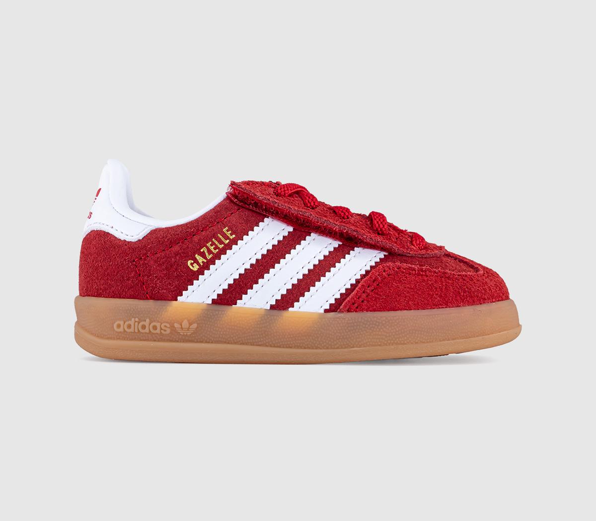 adidasGazelle Indoor Infant TrainersScarlet White Gum
