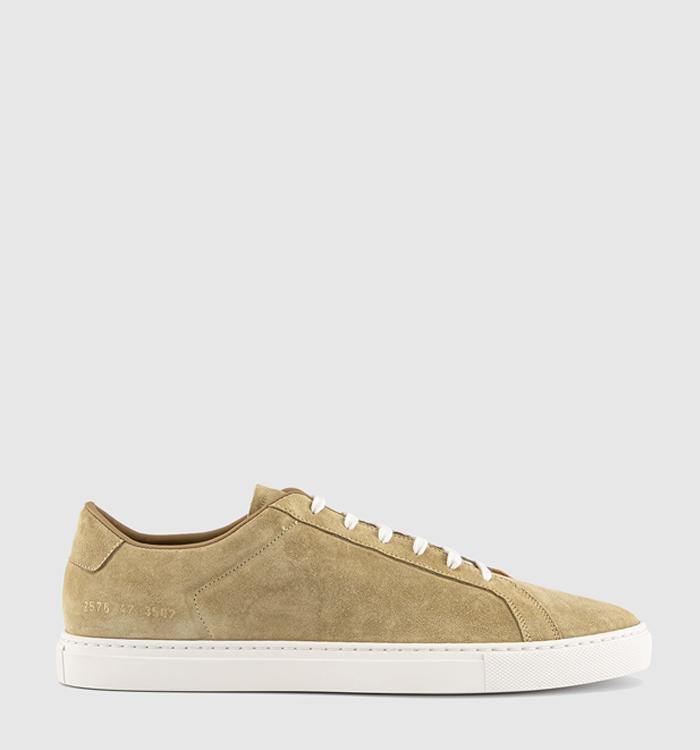 Common Projects Achilles Slim Premium Trainers Beige Suede