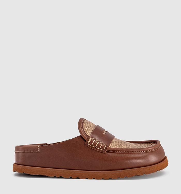 1774 BIRKENSTOCK Naples Wrapped Raffia Loafer Clogs Ginger Brown