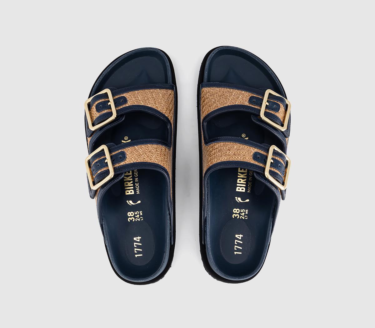 1774 BIRKENSTOCKArizona Framed Raffia SandalsRaffia Navy